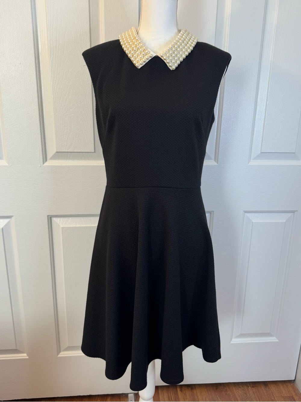 Betsey Johnson Black Fit-and-Flare Dress with Faux Pearl Collar - Picture 2 of 8